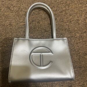 Telfar Metallic Silver mini shopper